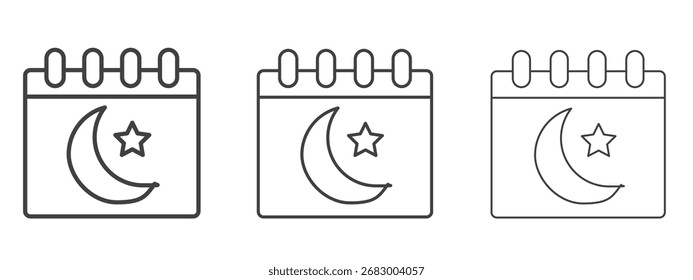 Icono de calendario islámico - Ilustración vectorial de trazo editable