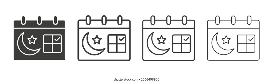 Islamic calendar icon flat and linear vector illustration on white background.