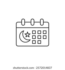 Islamic calendar icon in liner stroke style