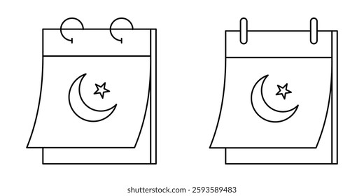 Islamic Calendar Icon Set. Islamic Calendar Vector Icon in line style design. Islamic Calendar Symbol. Vector illustration.