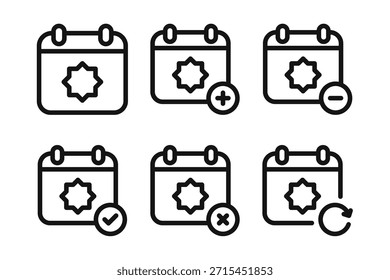 Conjunto de iconos lineales del calendario islámico - trazos editables: adecuado para su uso en App, contenido digital y materiales impresos relacionados con el estilo de vida islámico, actividades de oración y temas del calendario islámico.