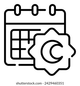 Islamic Calendar Simple Line Icon Logo Symbol	