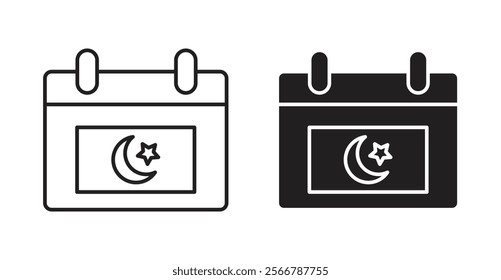 Islamic calendar vector line icon illustration