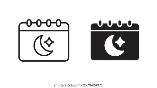 Islamic calendar vector web icons set