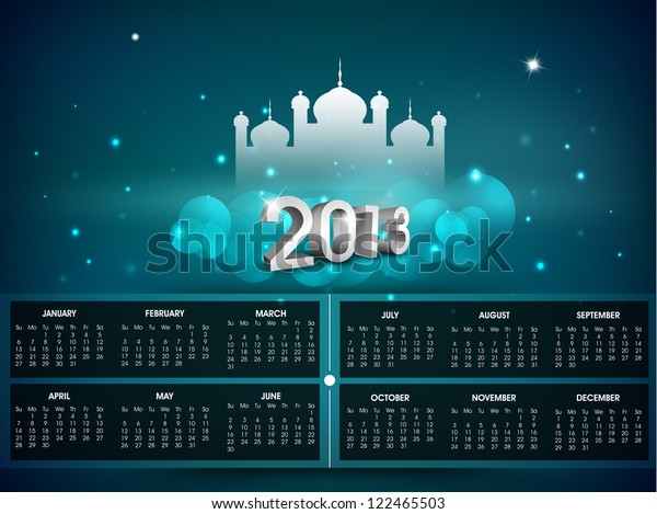 Islamic Calender 2013 Eps 10 Stock Vector (Royalty Free) 122465503