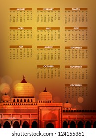 Islamic Calender 2013 with Mosque or Masjid. EPS 10.
