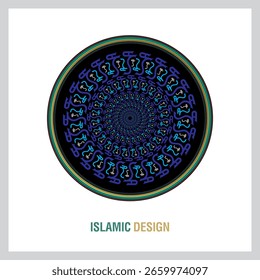 Islamic Calligraphy geometrical background seamless pattern with ornamental colorful detail of islamic art round mandala ornament.