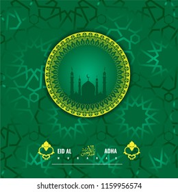 Islamic calligraphy of text Eid Adha on colourful floral design