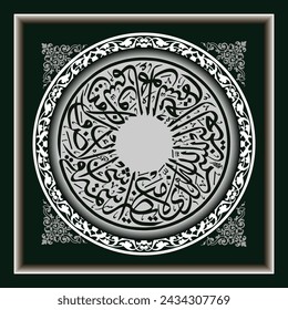 Islamic Calligraphy, the translation of the text is In the name of Allah which, when mentioned, everything on earth and sky will not be dangerous.