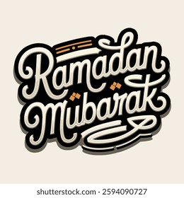 Islamic Calligraphy Vector Illustration with the Phrase 'Ramadan Mubarak' – Hand-Lettered Typography for Ramadan and Eid Design