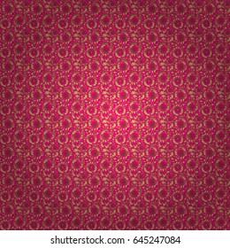 Islamic card background. Eastern gold on a magenta background. Vector seamless elements for design. Golden grid in oriental style.