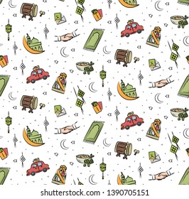 Fondo de dibujos animados islámicos para Eid al Fitr o celebración de ramadán