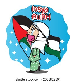 Islamic cartoons for use in general media Muslimah crying