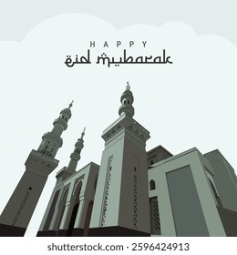 islamic celebration background eid mubarak suciati saliman mosque coreldraw vector illustration