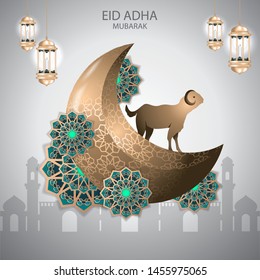 islamic celebration eid adha mubarak illustration design
