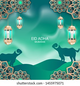 islamic celebration eid adha mubarak illustration design