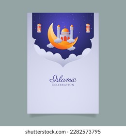 Islamic celebration Set of poster, cards, holiday cover. - Vector.