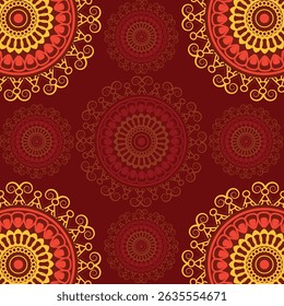 Islamic celebration social media post background, seamless pattern mandala, gold color manadal background, Islamic background design, square background design.