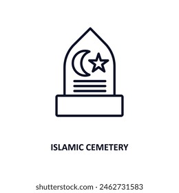 islamic cemetery outline icon.  Thin line icon from buildings collection. Editable vector isolated on white background