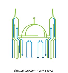 Moslem Moslem Zentrum Moschee Moschee Design-Grafik-Konzept Vektorgrafik