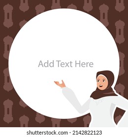 Islamic Character Feed Template - Editable social media template with female muslim character for social media post, explainer, or promotion