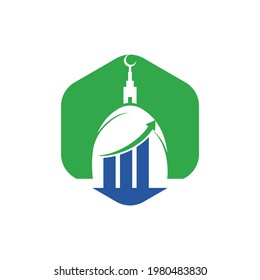 Islamic chart business vector logo design template. Mosque and bar chart icon design.