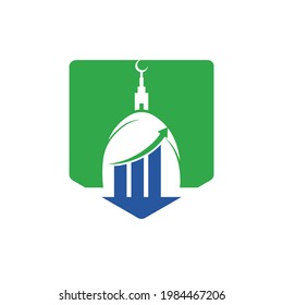 Islamic chart business vector logo design template. Mosque and bar chart icon design.