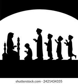 Islamic children vector, isolated, illustration