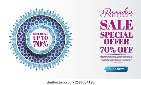 Islamic Circle Ornament Background for Ramadan and Eid Discount Sale