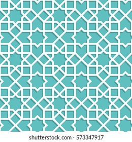 Islamic color blue turquoise pattern. Seamless vector geometric background in arabian style
