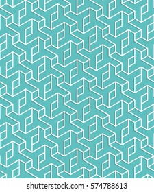 Islamic color blue turquoise pattern. Seamless vector geometric background in arabian style