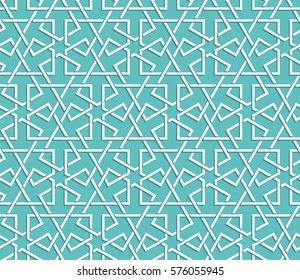 Islamic color blue turquoise pattern. Seamless vector geometric background in arabian style