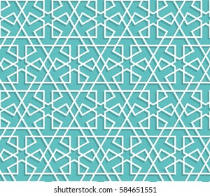 Islamic color blue turquoise pattern. Seamless vector geometric background in arabian style