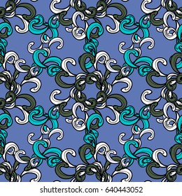 Islamic colored mandala round ornament on blue background. Vector architectural muslim texture design. Can be used for brochures invitations, persian motif.