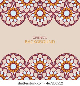 Islamic colorful card. Background with round shapes and space for text.