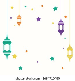 Islamic colorful Ramadan lantern background template