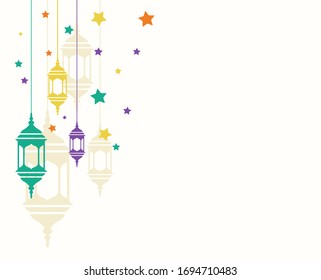 Islamic colorful Ramadan lantern background template
