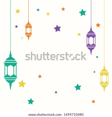 Islamic colorful Ramadan lantern background template