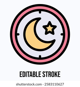 Islamic Compass Vector Icon, Compass Moon And Star Sign Isolated Iv