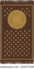 Islamic Cool Black Color Prayer Mat Rug Arabic Design