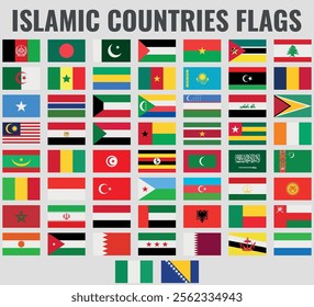 islamic countries flags, flag icons vector design 