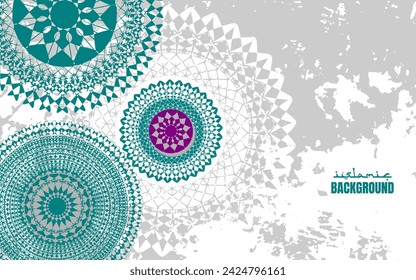 Islamic cover background template with creative mandala circle design. with empty space for text. Vector illustration