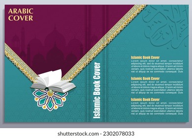 Islamic cover design, arabic pattern ornamental background and border frame