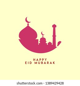 Islamic creative vector design for Eid Mubarak. Greeting card template with arabic pattern and calligraphy. Translation of text : Eid Mubarak - Blessed festival. Beautiful ornamental ramadan wishes.