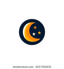 Islamic Crescent Icon Flat Design