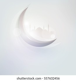 islamic crescent icon for ramadan or eid greeting card template