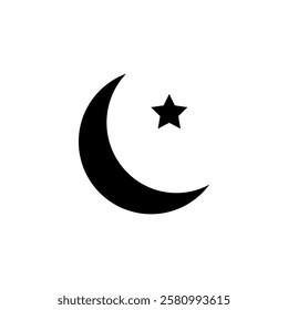 Islamic crescent icon. Vector flat black simple trendy style illustration for web and app..eps
