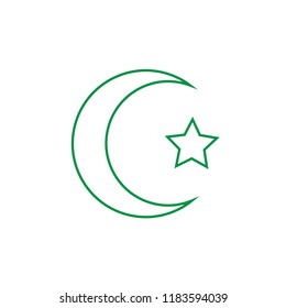 Islamic crescent icon. Vector illustration, flat design.