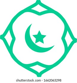 Islamic crescent moon and star dome on white background. Isolated vector illustration Ramadan icon. Arabian icon. Arabian vector icon for Islamic star mosque, happy Ramadan and Islam symbol.