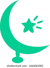 Islamischer Halbmond und Sternkuppel auf weißem Hintergrund. Einzige Vektorillustration Abbildung Ramadan Symbol. Arabianische Ikone. Arabianische Vektorillustration Symbol für islamische Sternmoschee, glücklicher Ramadan und Islam-Symbol.